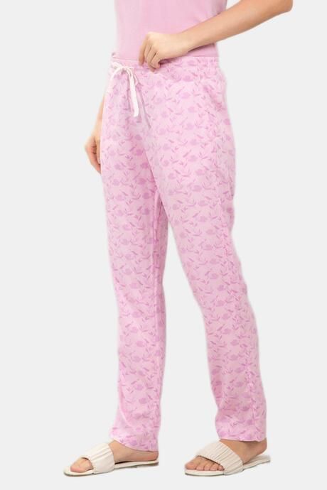 Amante Full Length Pyjama Bottom - Powder Pink Floral Print — image 2